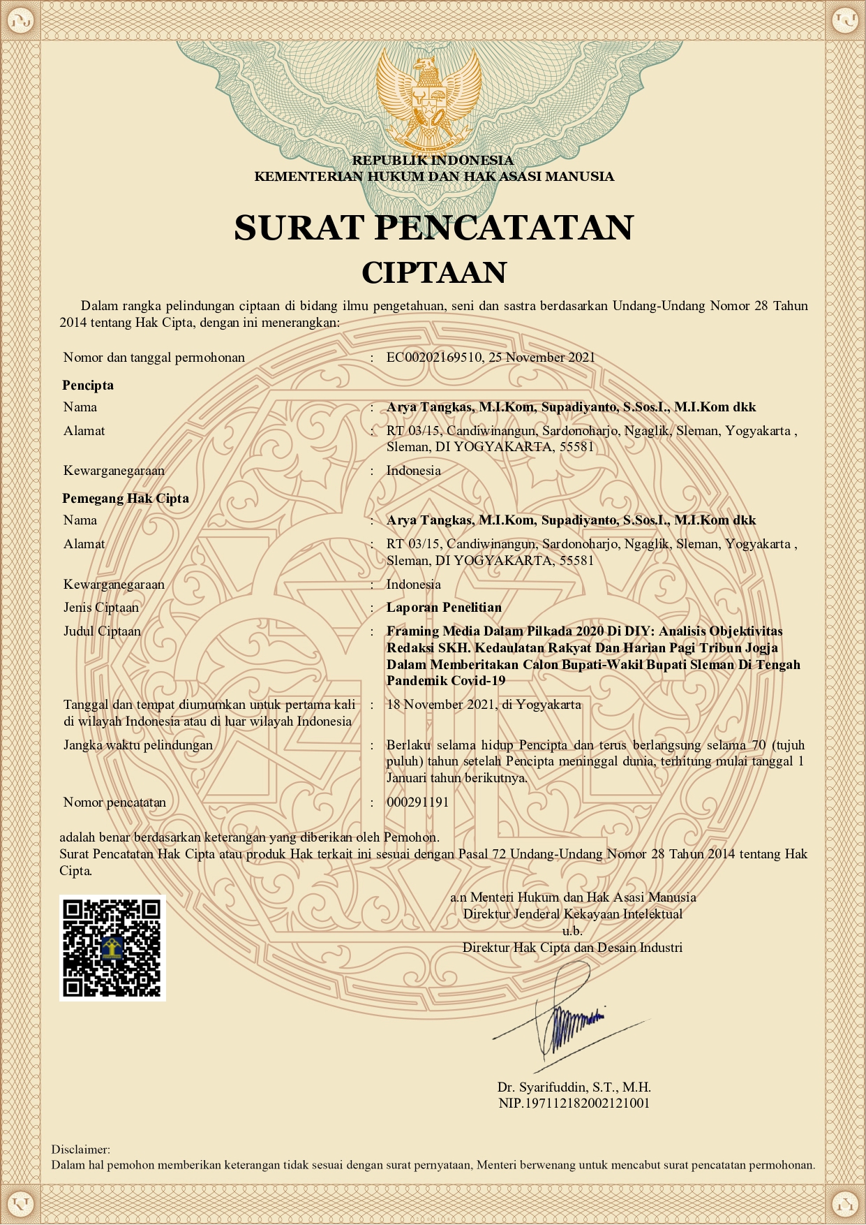 Publikasi: Hak Cipta: Laporan Penelitian Framing Media dalam Pilkada 2020 di DIY