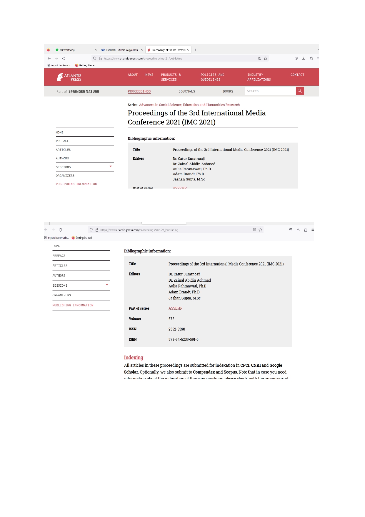 Publikasi: Hasil Uji Similarity Prosiding Internasional Atlantis Press berjudul: Press, Broadcasting, Internet, and (Law) Mass Multimedia Convergence in Indonesia